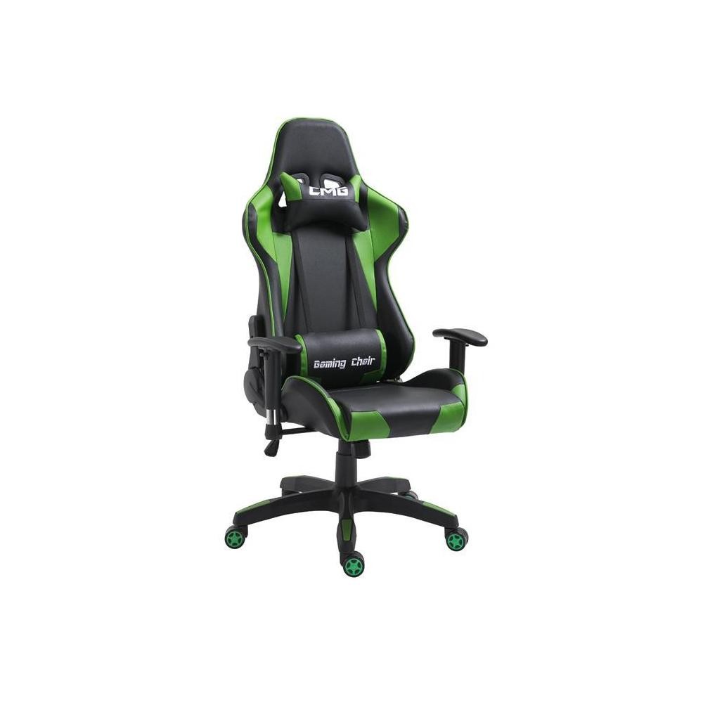 chaise de bureau gaming revêtement synthétique noir et vert (GiFi-MOB-93974)
