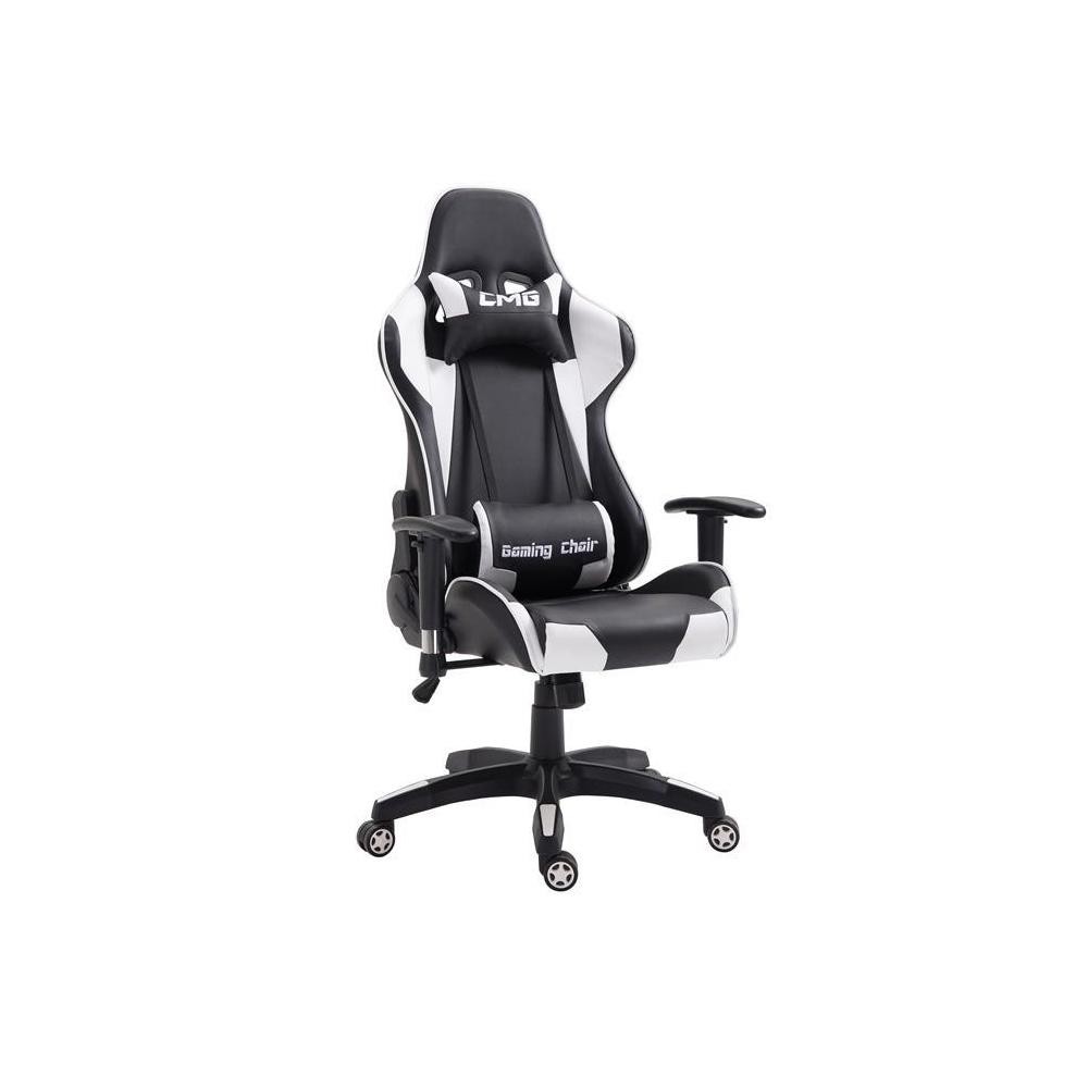 chaise de bureau gaming revêtement synthétique noir et blanc (GiFi-MOB-93971)