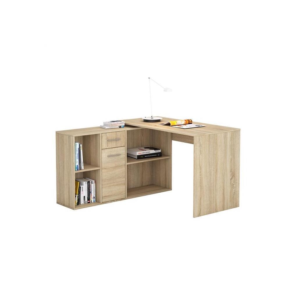 bureau d'angle carmen avec meuble de rangement décor chêne sonoma (GiFi-MOB-93090)