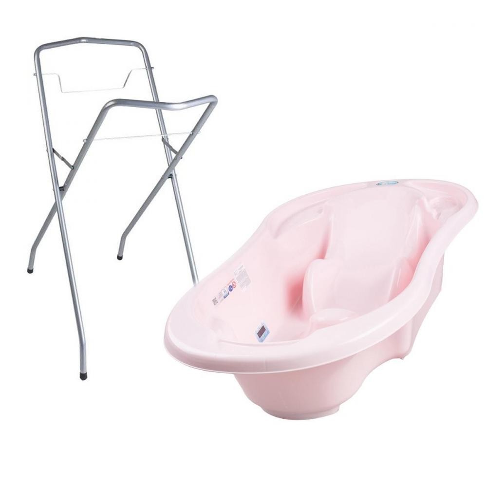 baignoire bébé avec réducteur intégré rose + pied (GiFi-MON-435_900)