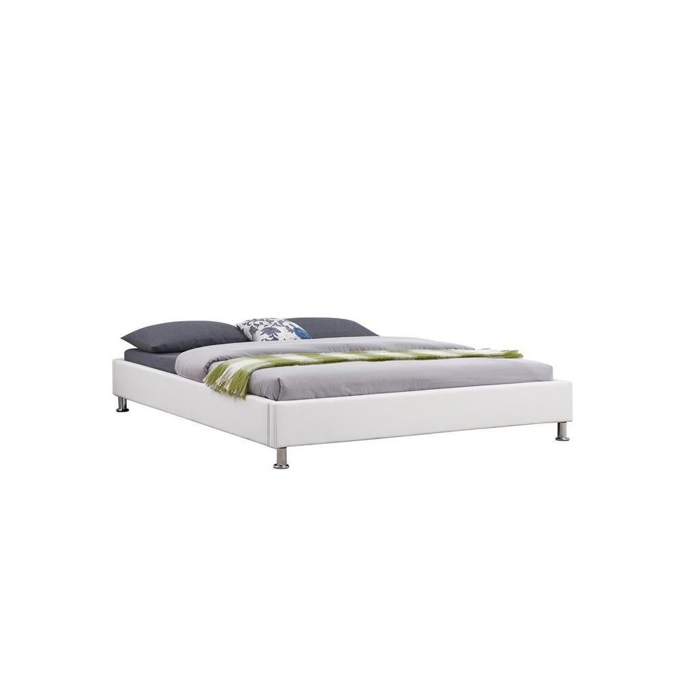 lit double futon nizza 160 x 200 cm avec sommier revêtement synthétique blanc (GiFi-MOB-51255)