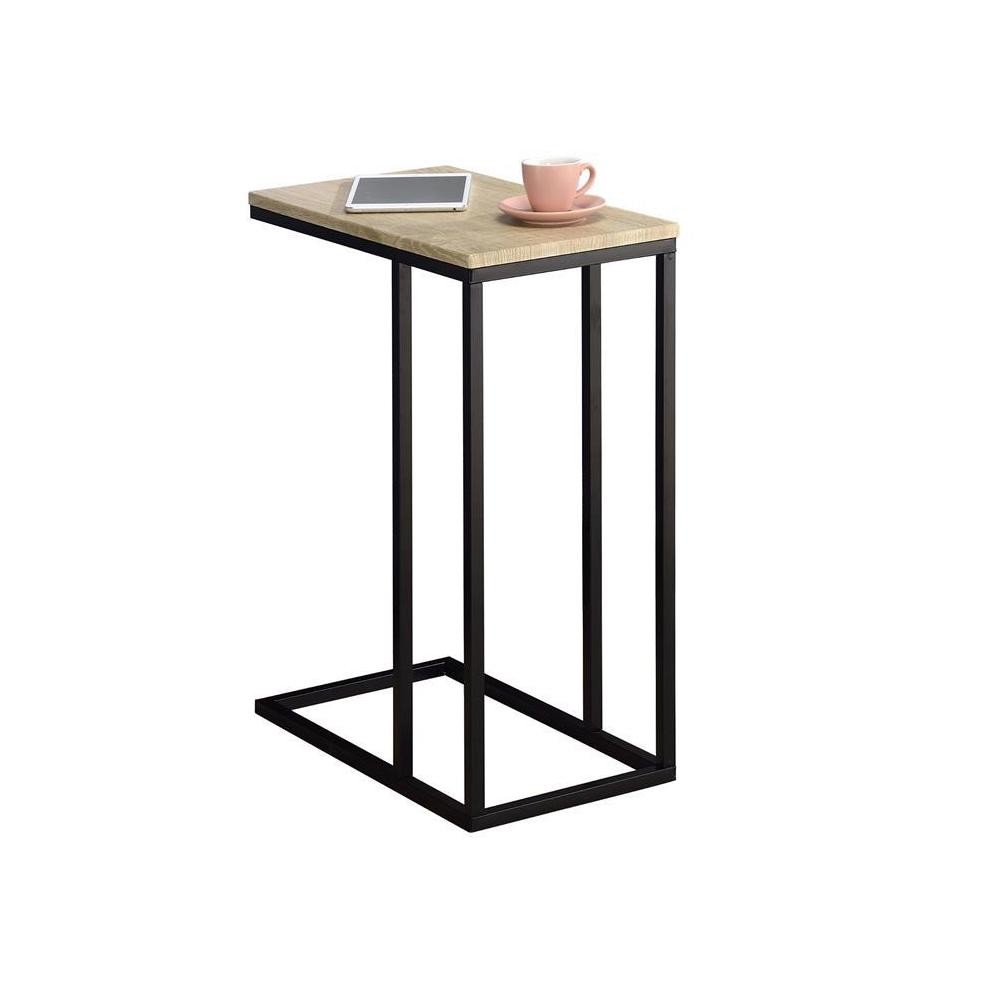 table d'appoint rectangulaire debora en métal noir et décor chêne sonoma (GiFi-MOB-13848)