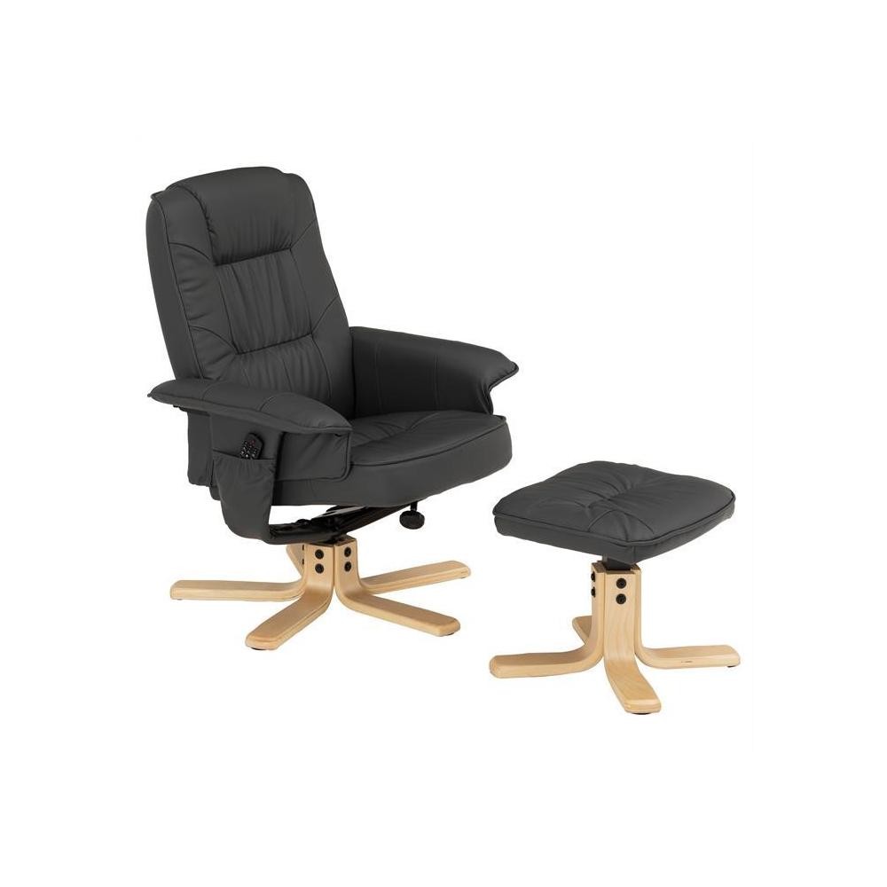 fauteuil de relaxation avec repose-pieds charly en synthétique gris (GiFi-MOB-31099)