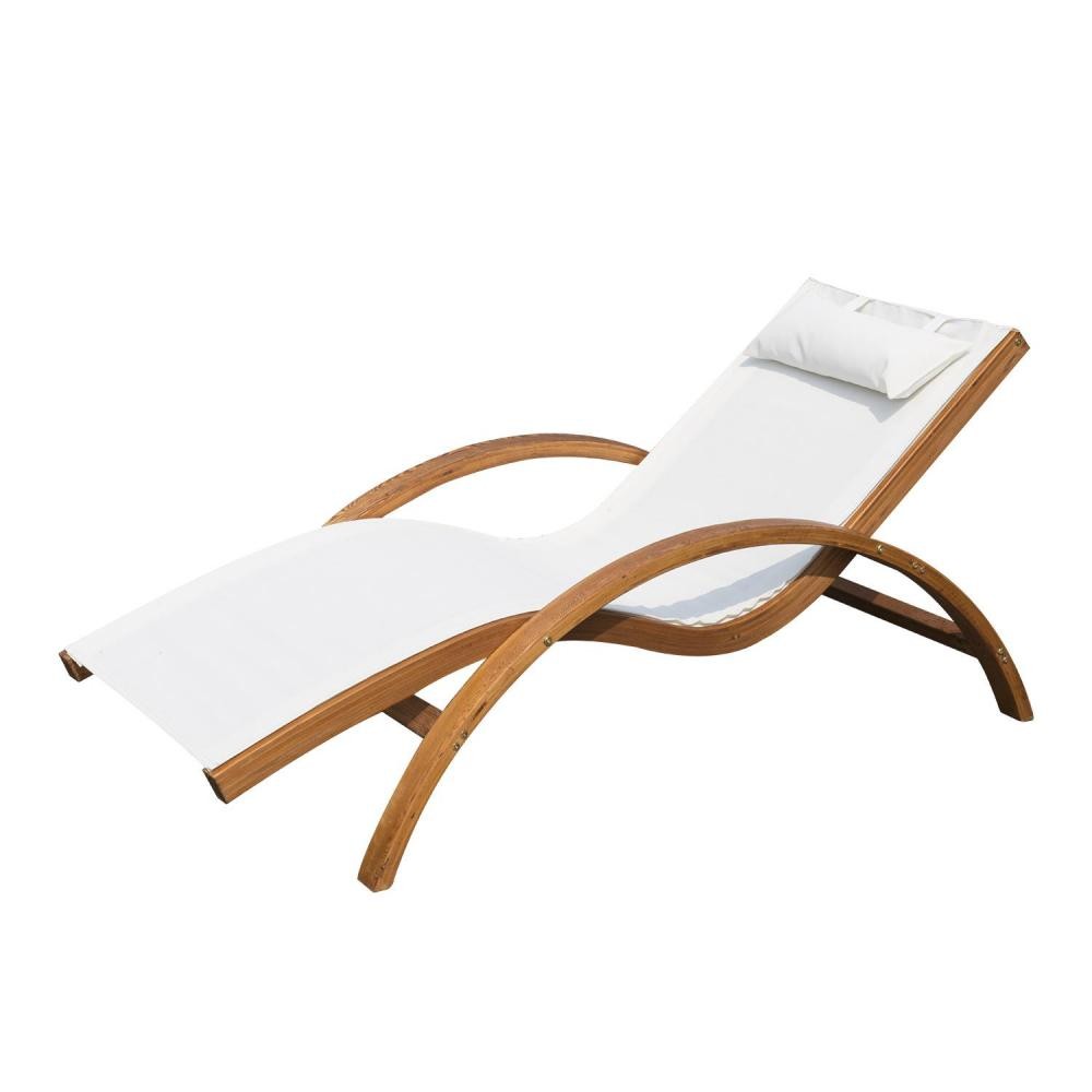 transat chaise longue design style tropical bois massif naturel coloris beige blanc (GiFi-AOS-84B-032CW)