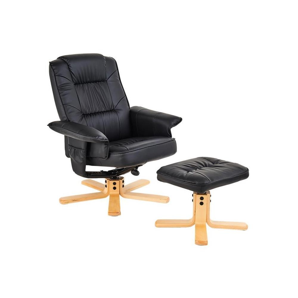 fauteuil de relaxation avec repose-pieds charly en synthétique noir (GiFi-MOB-31101)