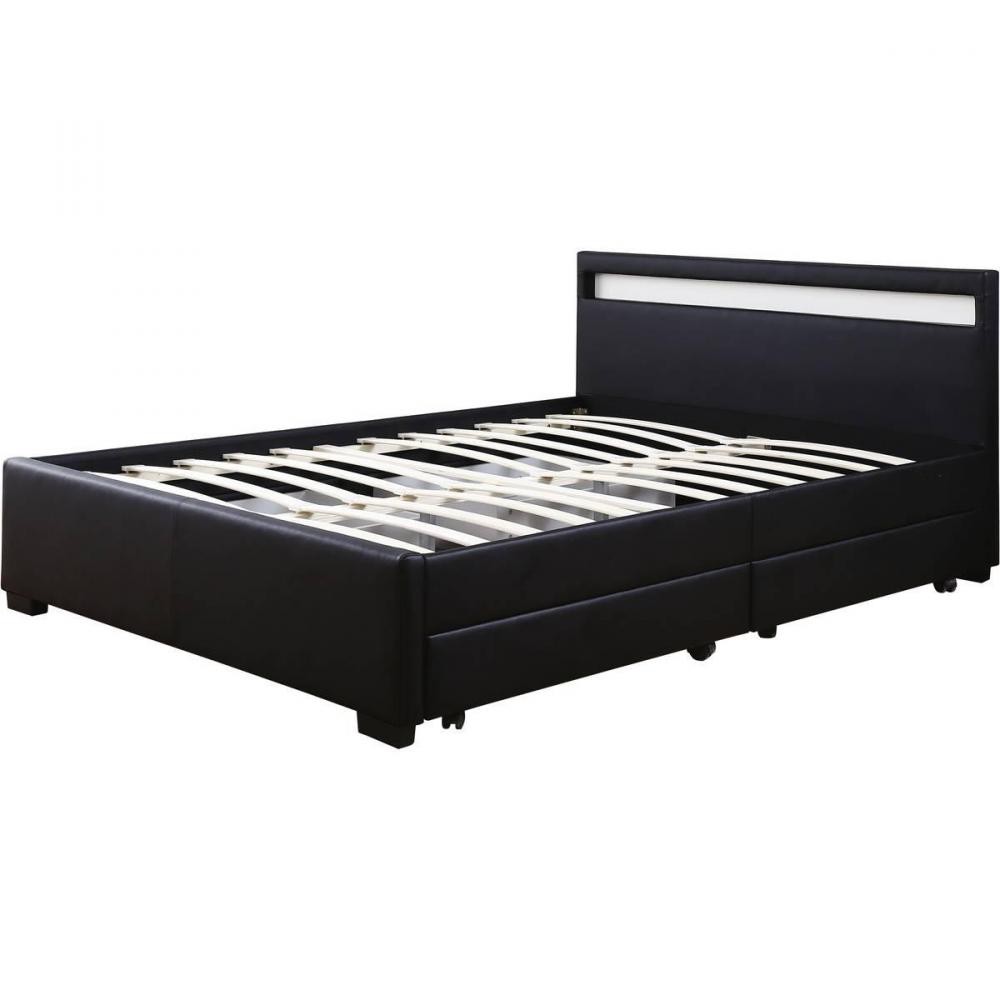 lit avec led nico - 160 × 200 cm - noir (GiFi-HAB-102198)