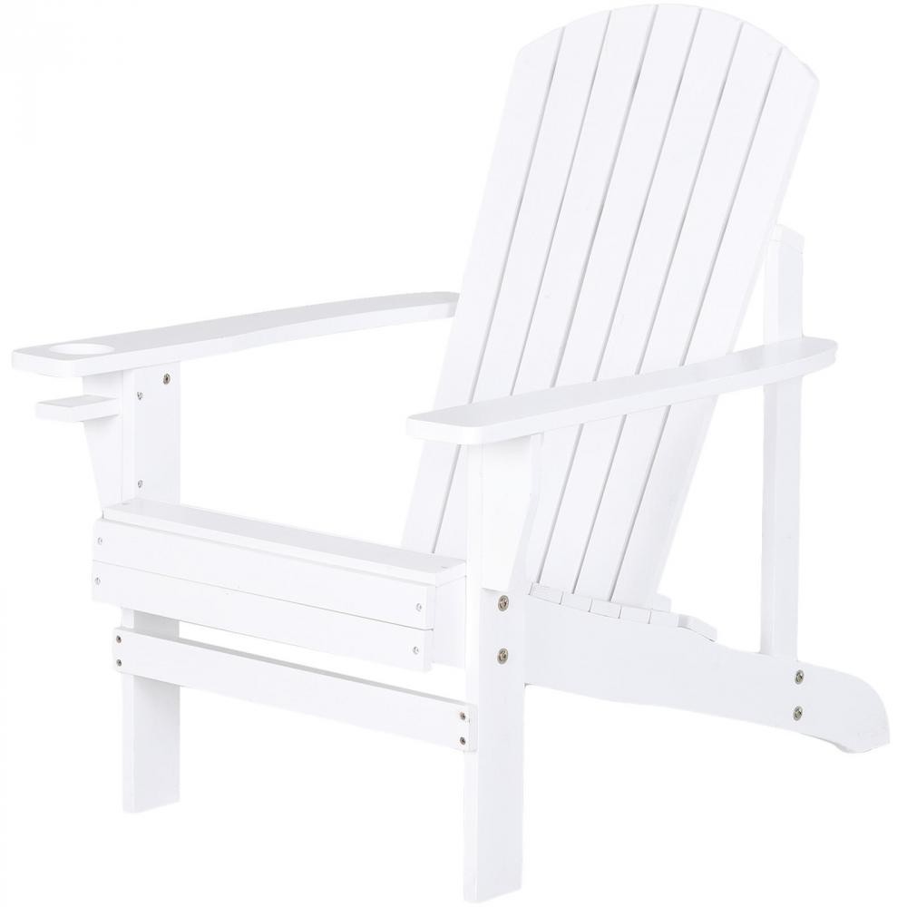 fauteuil de jardin adirondack chaise longue inclinable en bois 97l x 73l x 93h cm blanc (GiFi-AOS-01-0016)