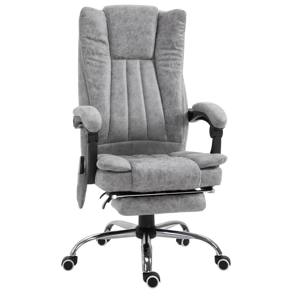 fauteuil de bureau direction massant chauffant hauteur réglable dossier inclinable repose-pied revêtement synthétique gris (GiFi-AOS-921-246V90)
