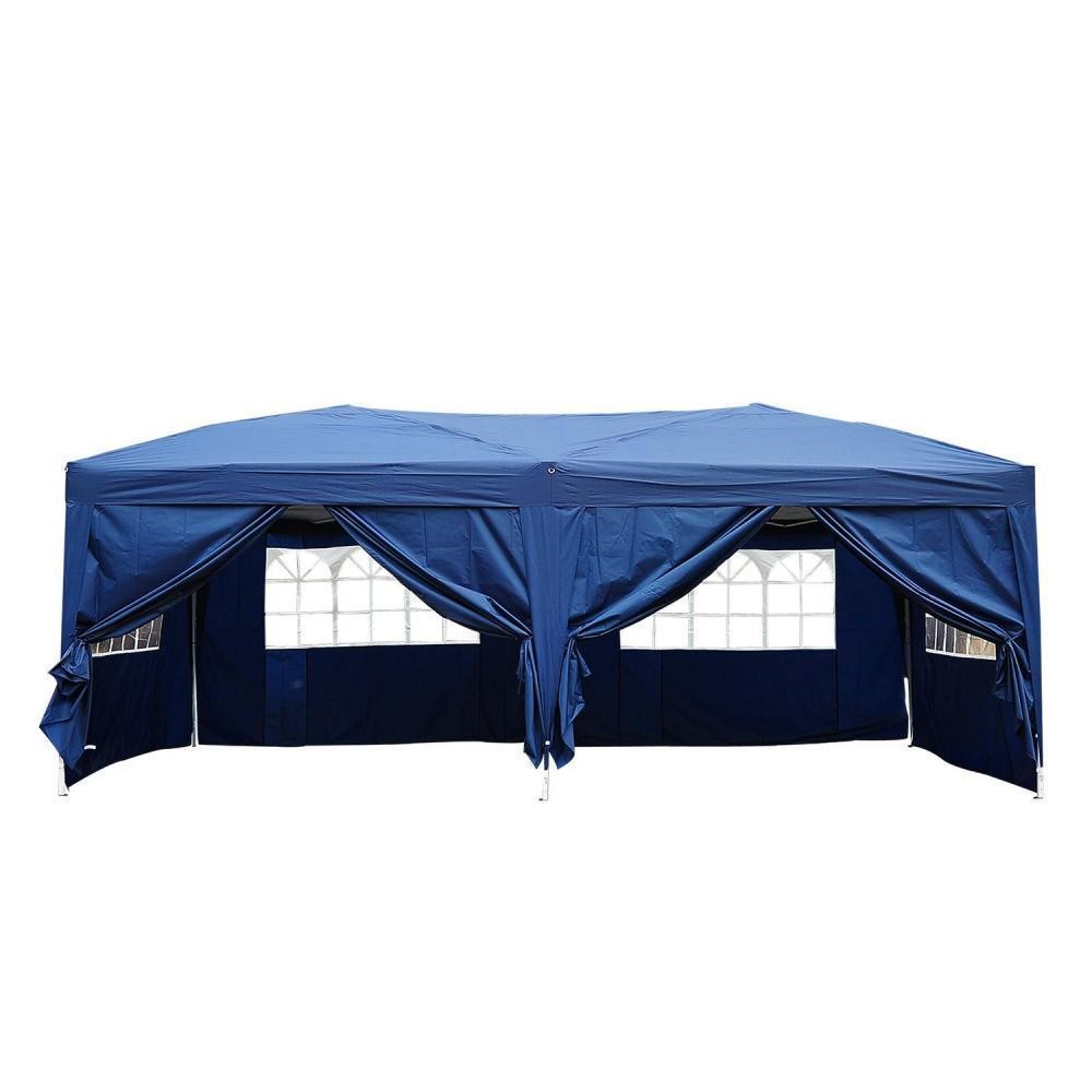 tonnelle tente de reception pliante pavillon chapiteau barnum 3 x 6 m bleu cote demontables (GiFi-AOS-01-0241)
