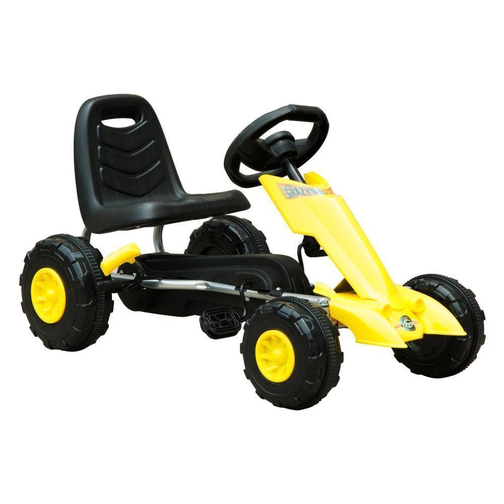 kart à pédales go-kart enfants avec frein 88l x 51l x 48h cm jaune noir (GiFi-AOS-341-005)
