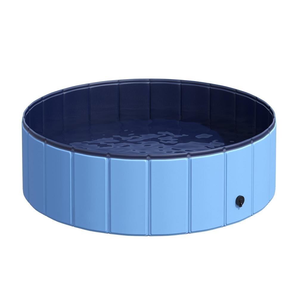 piscine pour chien bassin pvc pliable anti-glissant facile à nettoyer diamètre 100 cm hauteur 30 cm bleu (GiFi-AOS-D01-012BU)