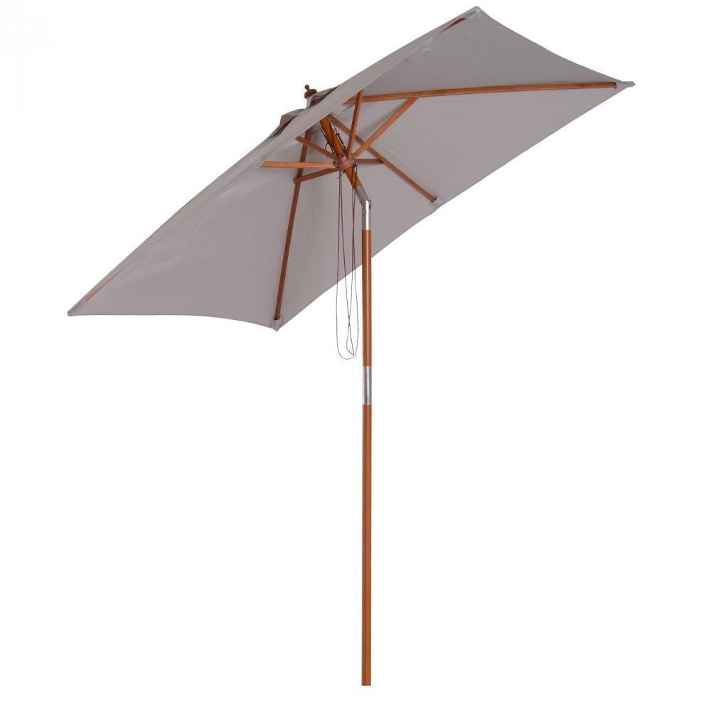 parasol rectangulaire inclinable bois polyester haute densité 2l x 1,5l x 2,3h m gris clair (GiFi-AOS-84D-017GY)