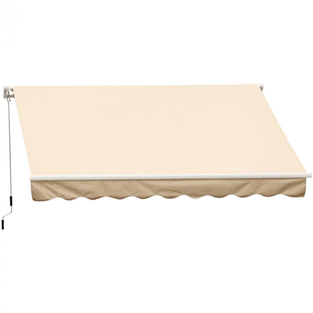 store banne manuel rétractable alu. polyester imperméabilisé haute densité 4 x 2,5 m beige (GiFi-AOS-840-151CW)