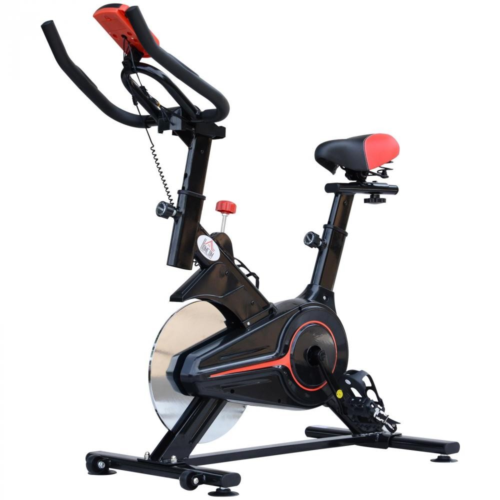 vélo d'appartement cardio vélo biking écran multifonction selle et guidon réglable noir rouge (GiFi-AOS-A90-152)