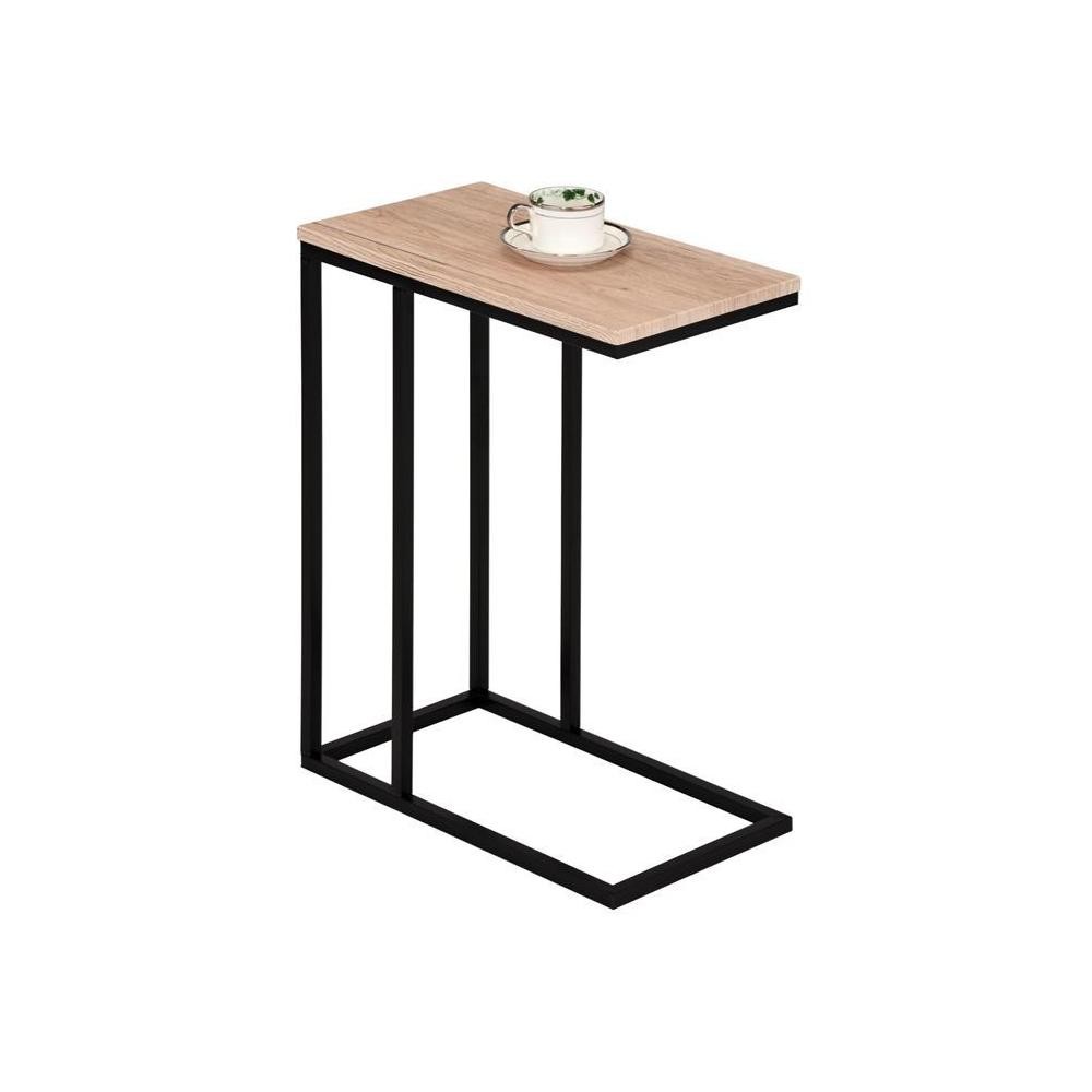 table d'appoint rectangulaire debora en métal noir et décor chêne sauvage (GiFi-MOB-13841)