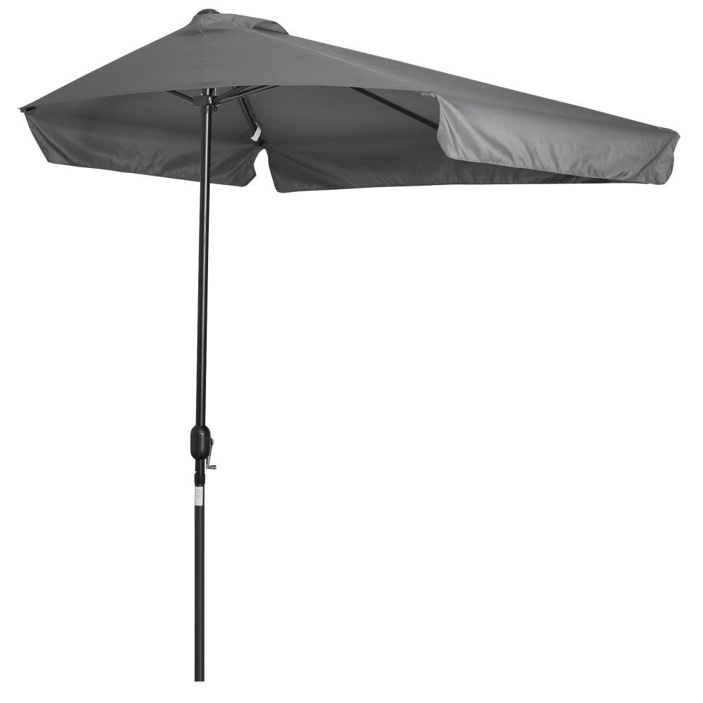 demi parasol - parasol de balcon 5 entretoises métal dim. 2,3l x 1,3l x 2,49h m polyester haute densité gris (GiFi-AOS-84D-008V01CG)