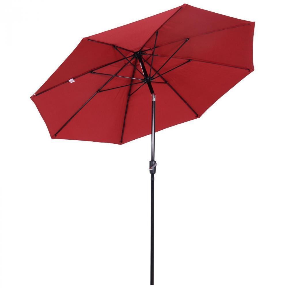 parasol inclinable aluminium fibre de verre polyester diamètre 2,4 m coloris rouge (GiFi-AOS-84D-023WR)