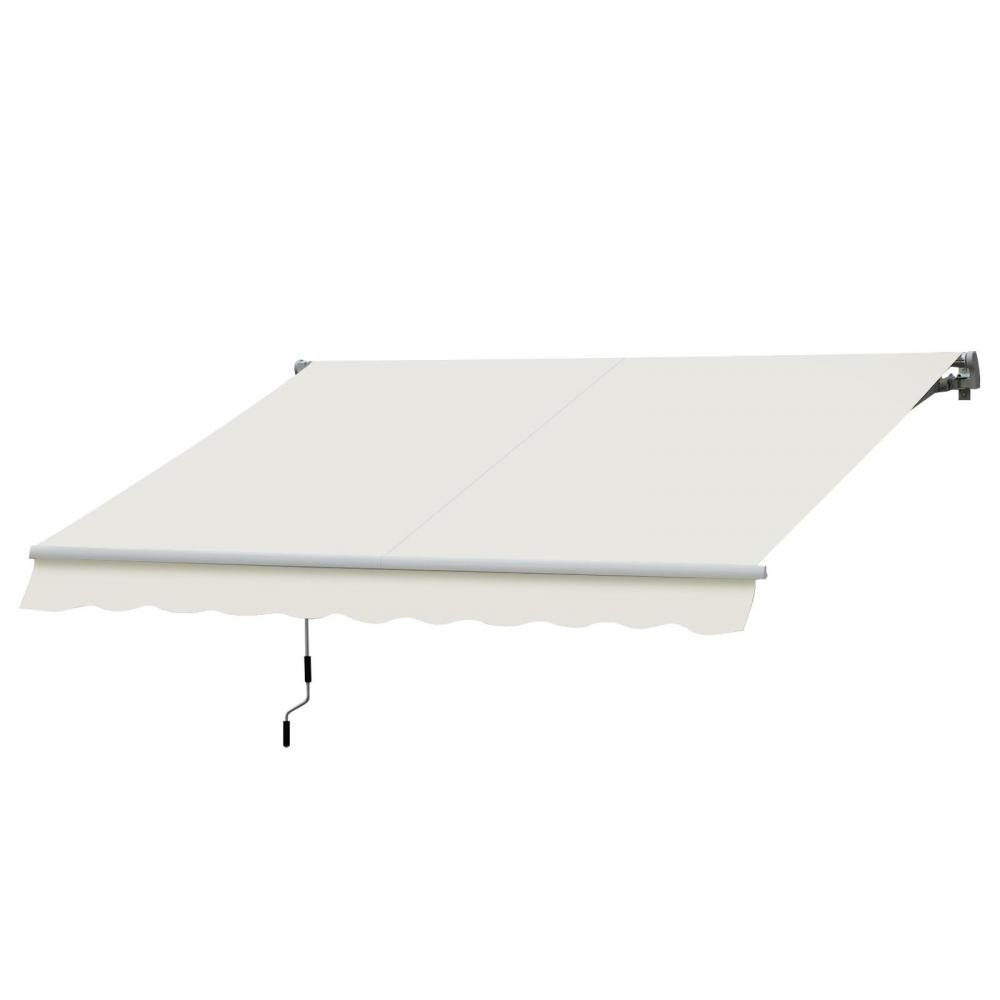 store banne manuel rétractable aluminium polyester imperméabilisé 3l x 2,5l m crème (GiFi-AOS-840-150WT)