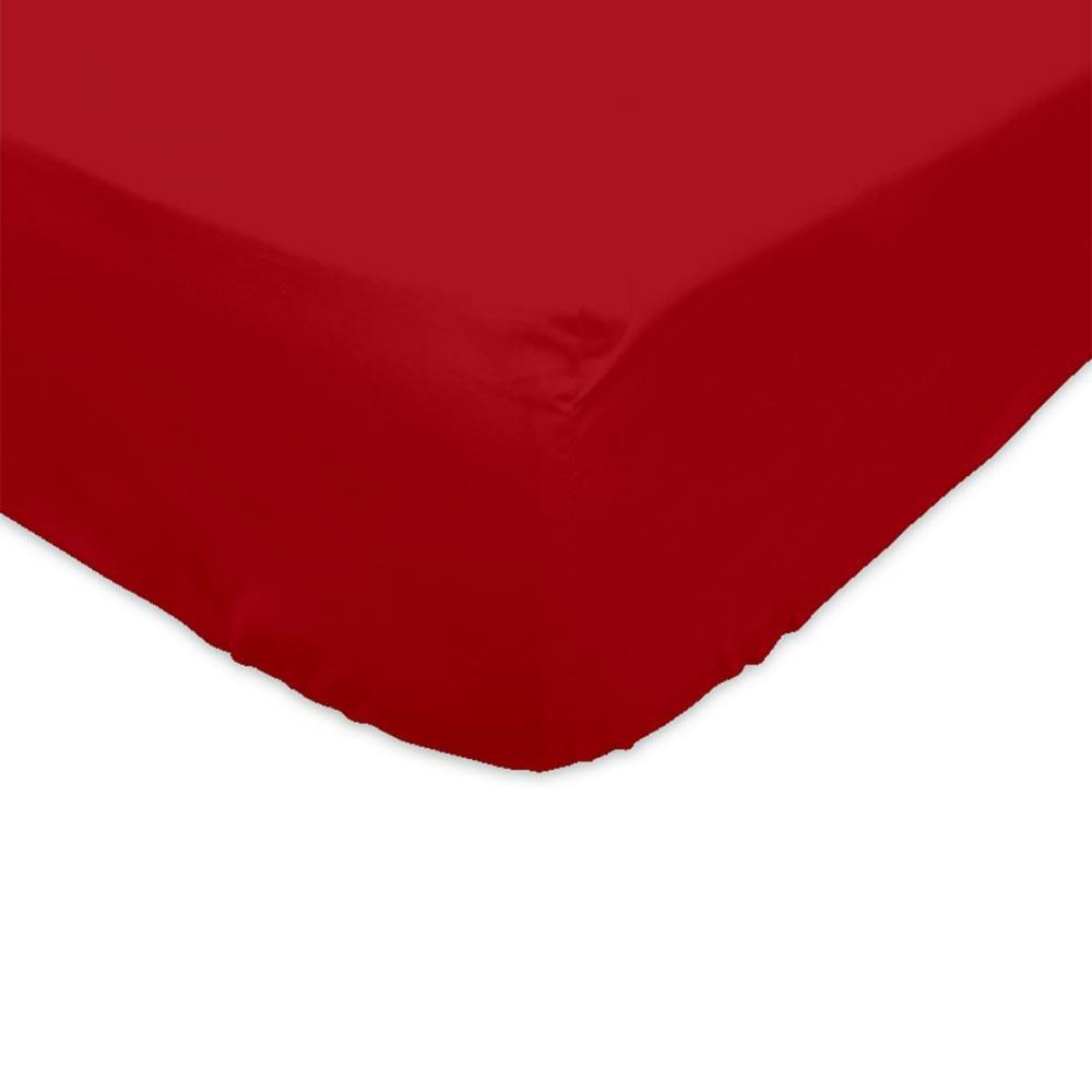 drap housse 140x200cm 100% coton rouge (GiFi-IDH-1DH140/200ROUGE/2)