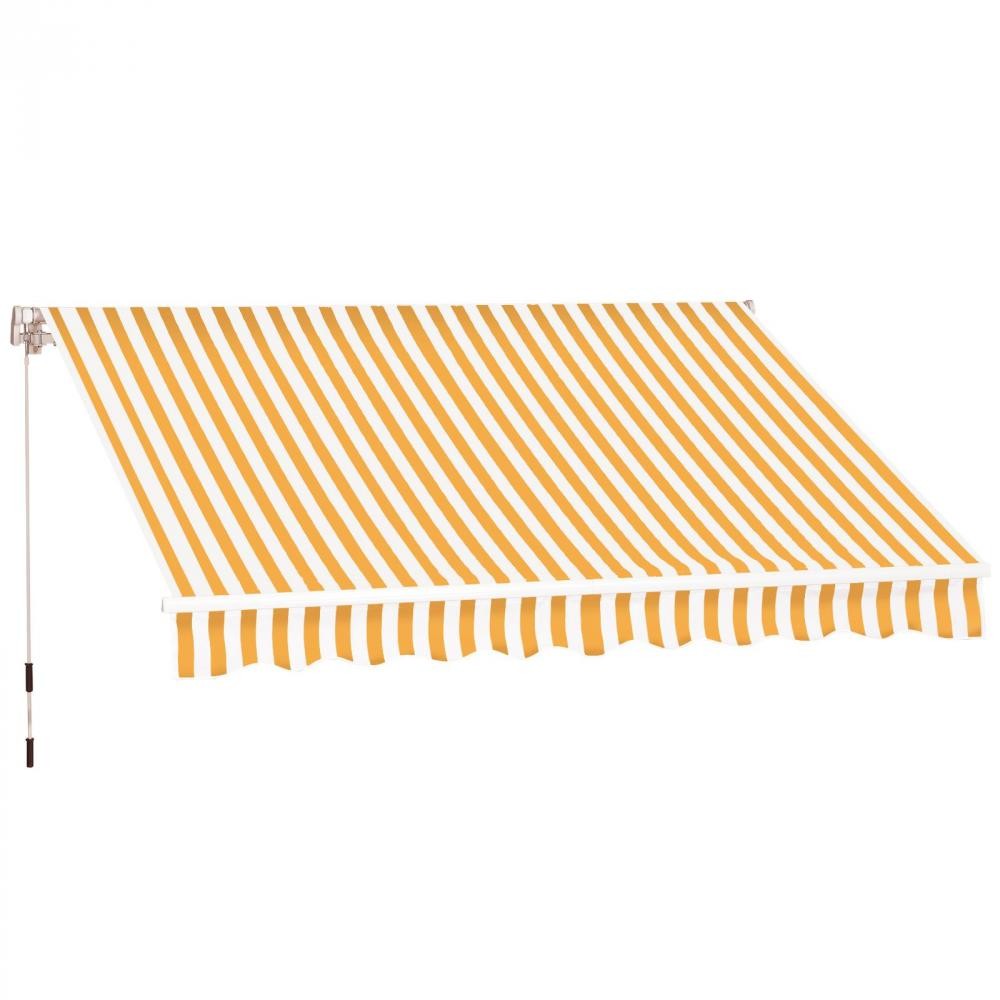 store banne manuel rétractable aluminium polyester imperméabilisé 3l x 2,5l m orange blanc rayé (GiFi-AOS-840-150OG)