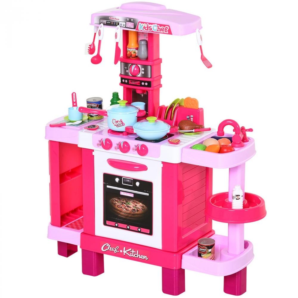 cuisine pour enfant recettes jeu d'imitation 38 accessoires inclus sons et lumières polypropylène rose (GiFi-AOS-350-047)