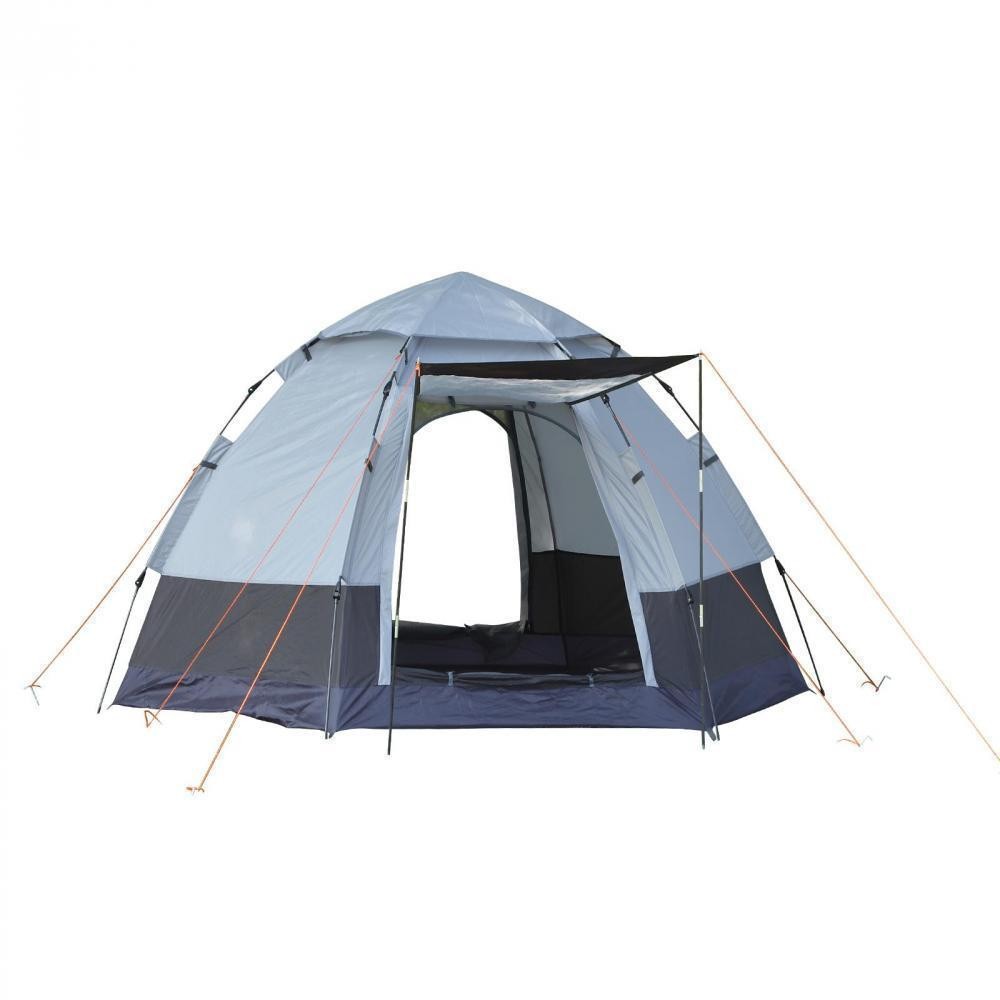 tente pop up montage instantané - tente de camping 3-4 pers.  - 2 grandes portes - dim. 2,6l x 2,6l x 1,5h m fibre verre polyester oxford noir gris (GiFi-AOS-A20-128)