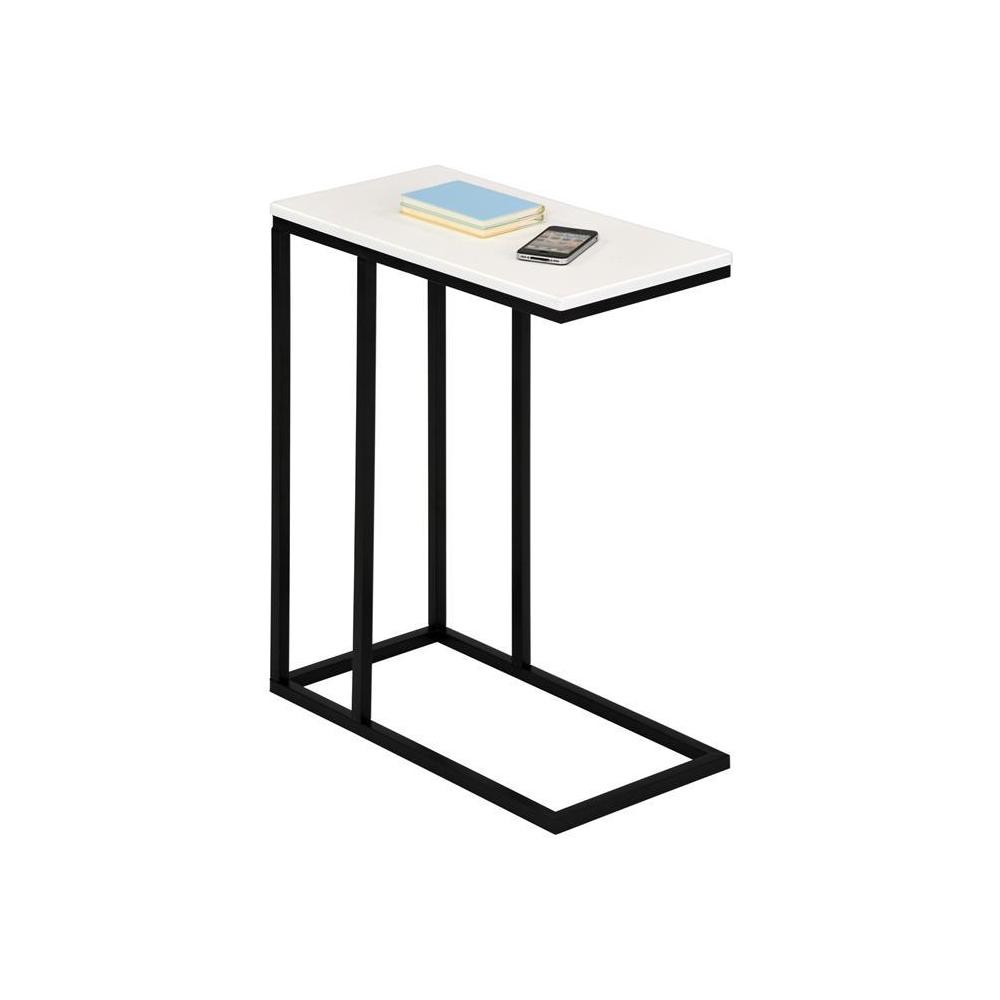 table d'appoint rectangulaire debora en métal noir et décor blanc mat (GiFi-MOB-13842)