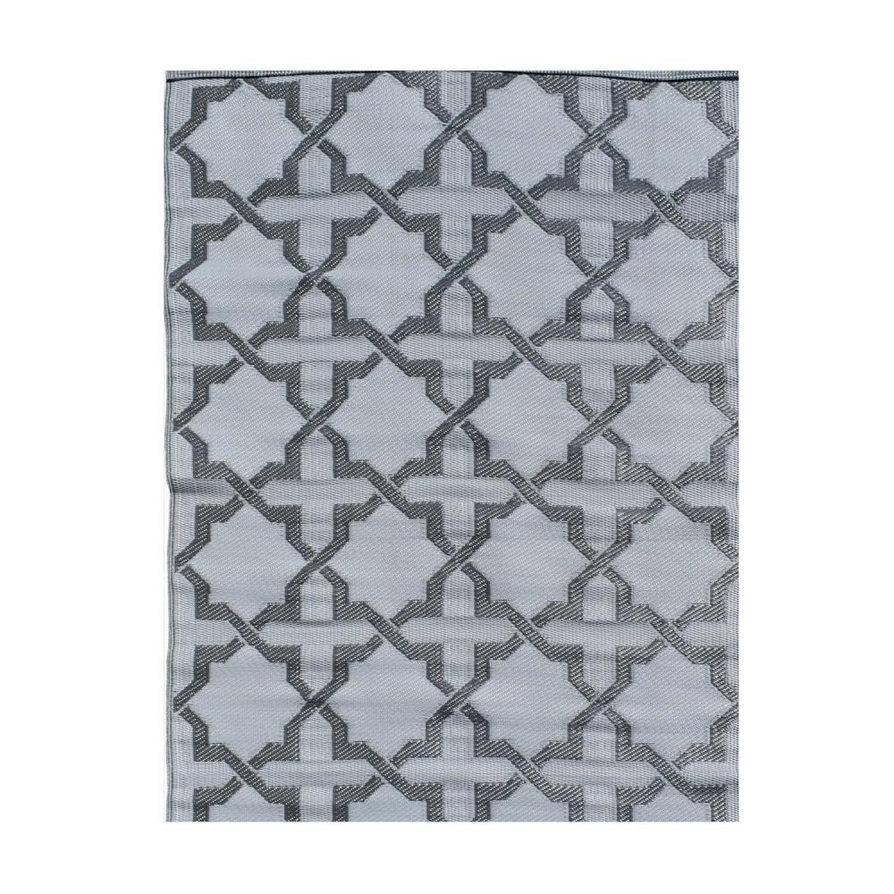 tapis d'extérieur en plastique tressé - 150x220cm - gris - réversible - 100% polypropylène - 400gr / m2 - sanary (GiFi-IMS-TPS-336-G2)