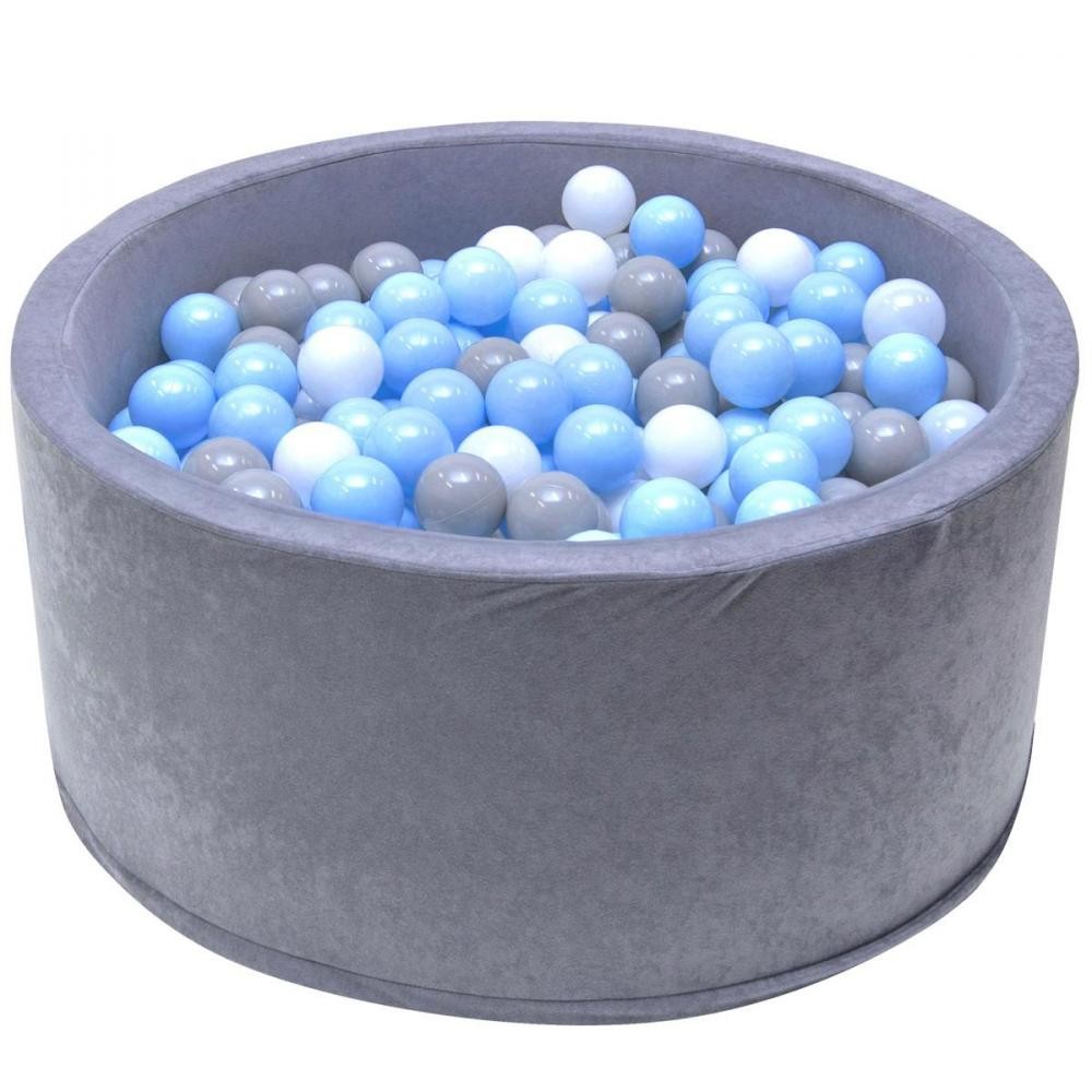 welox piscine 200 balles Ø 90 cm pour bébé gris balles bleues (GiFi-MON-608_1307)