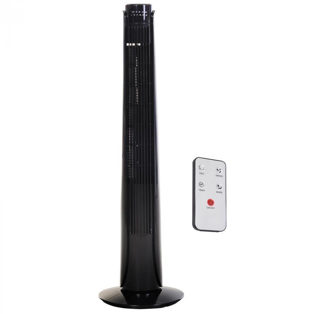 ventilateur colonne tour oscillant 50 w ultra silencieux télécommande incluse minuterie 3 modes 3 vitesses Ø 27 x 92 cm noir (GiFi-AOS-824-011V90)
