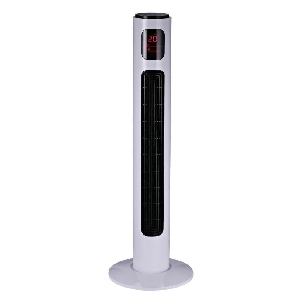 ventilateur colonne tour programmable oscillant silencieux 45 w avec télécommande écran affichage minuterie 3 modes 3 vitesses 32l x 32l x 96h cm blanc noir (GiFi-AOS-824-004)