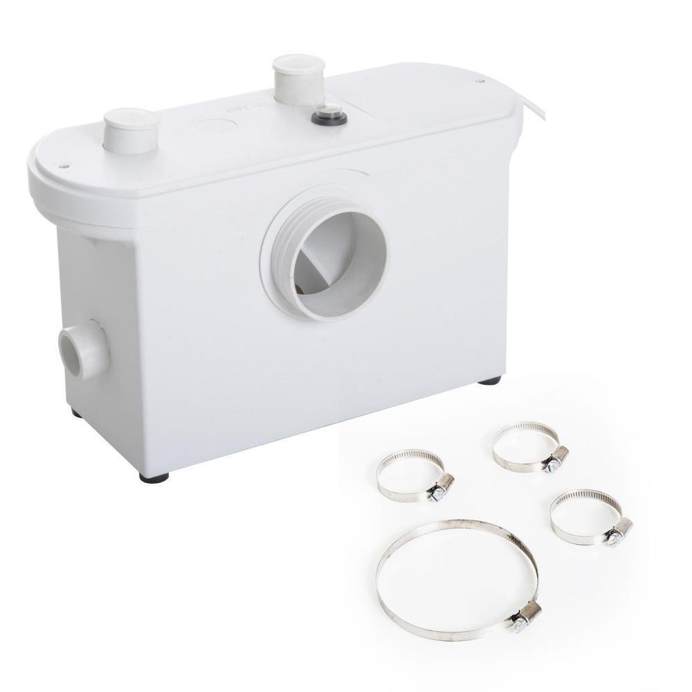 broyeur sanitaire wc pompe de relevage 600 w silencieux compact 4 colliers serrage + 4 embouts blanc (GiFi-AOS-B50-005)