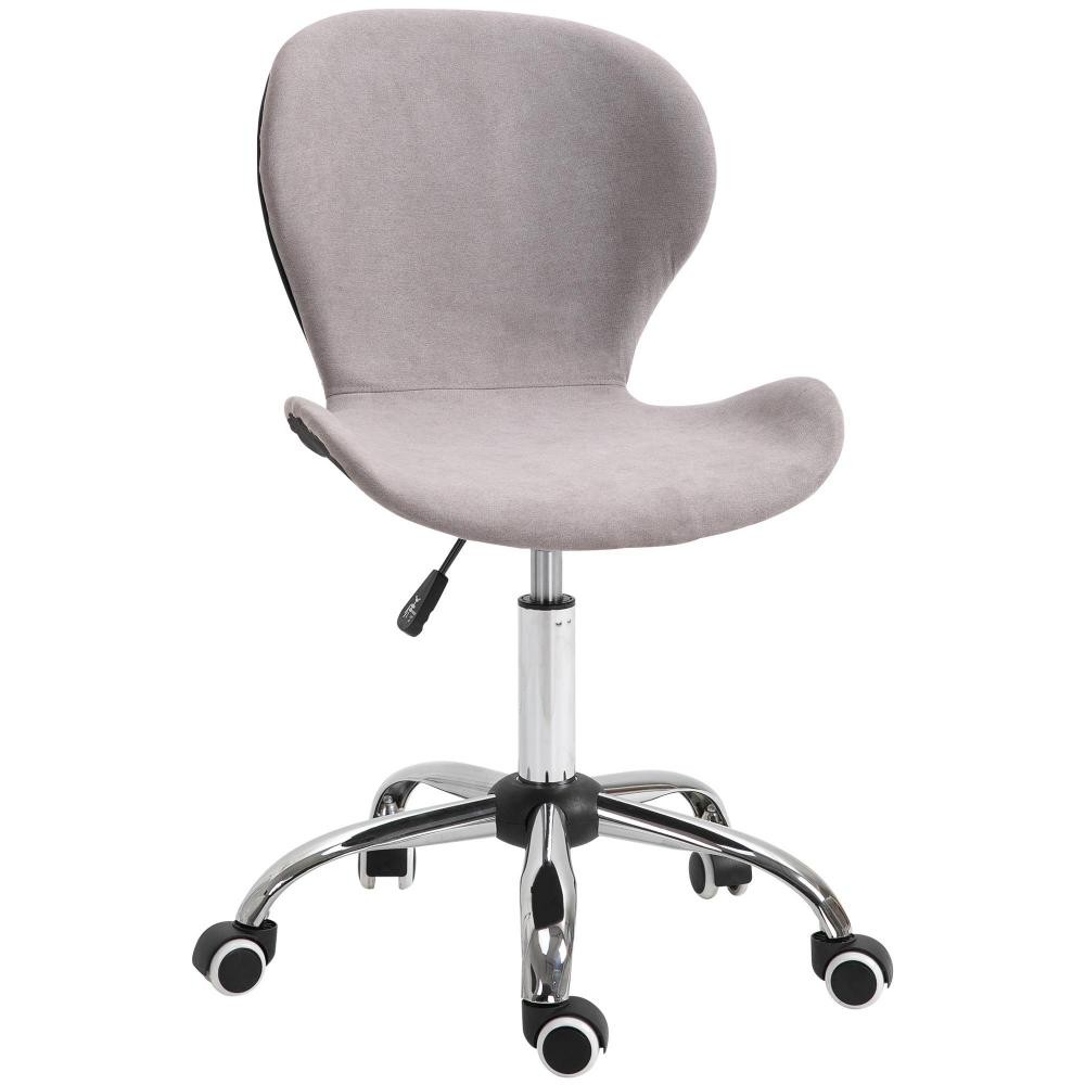 chaise de bureau design contemporain hauteur réglable pivotant 360° piètement chromé velours gris (GiFi-AOS-833-767)