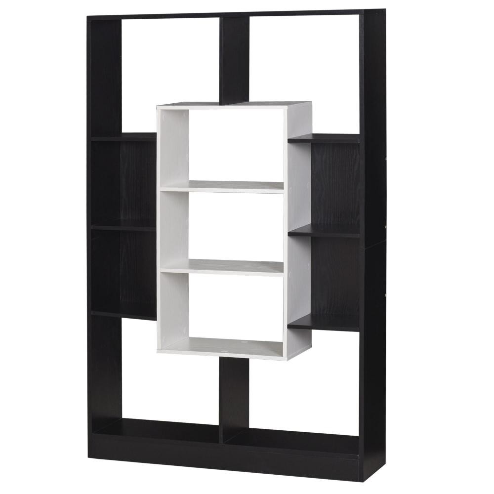 bibliothèque étagère meuble de rangement design contemporain panneaux particules e1 bicolore noir blanc (GiFi-AOS-833-890BK)