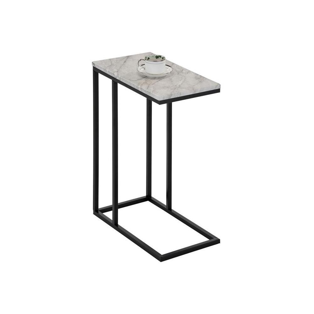 table d'appoint rectangulaire debora en métal noir et décor marbre blanc (GiFi-MOB-13844)
