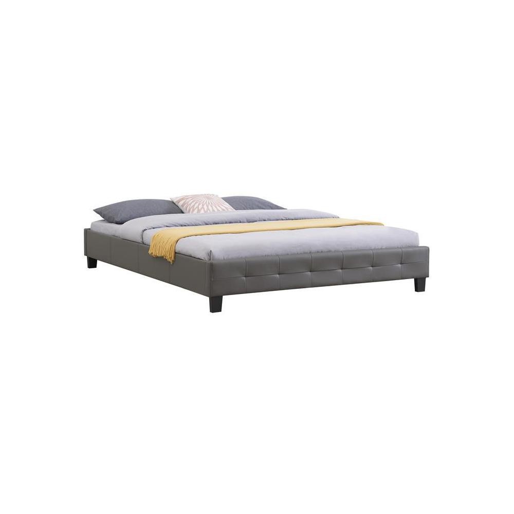 lit double futon gomera 160 x 200 cm avec sommier revêtement synthétique gris (GiFi-MOB-51378)