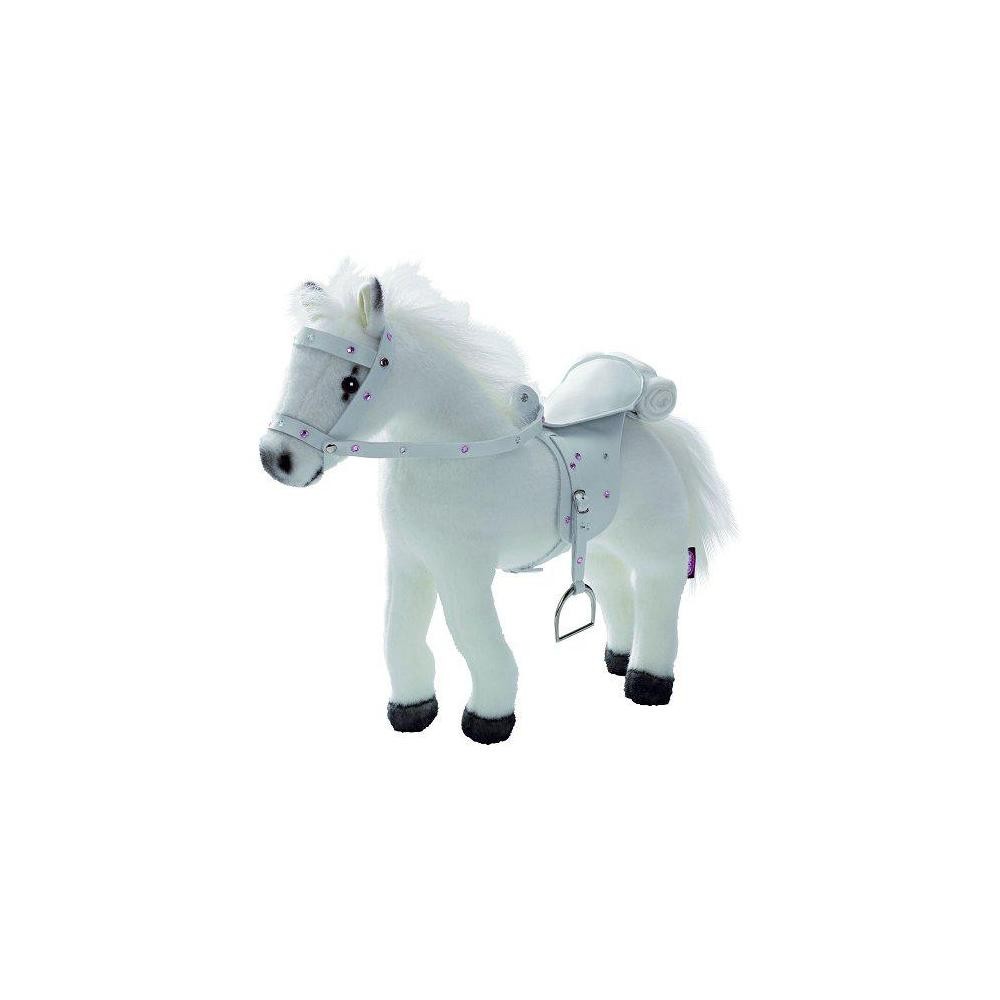 accessoires de poupées : götz boutique : peluche cheval avec bruitages, sel et harnais : blanc (GiFi-AVE-AVDJ-89545)