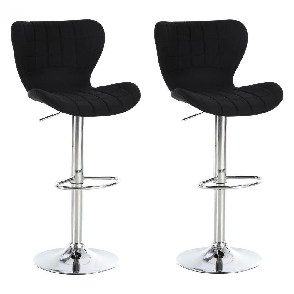 lot de 2 tabouret de bar design contemporain hauteur d'assise réglable 59-81 cm pivotant 360° lin noir (GiFi-AOS-835-157BK)