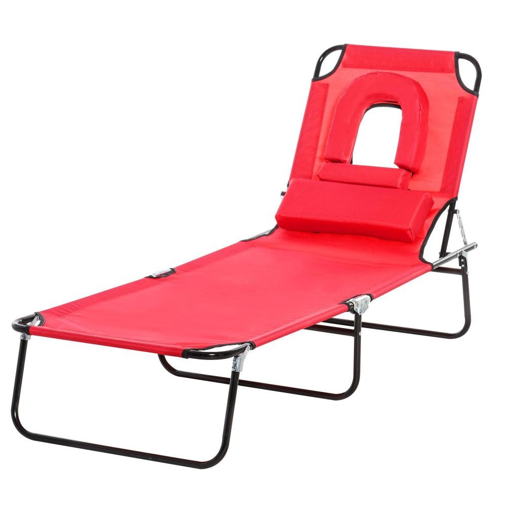 bain de soleil pliable transat inclinable 4 positions chaise longue de lecture 3 coussins fournis rouge (GiFi-AOS-84B-002RD)
