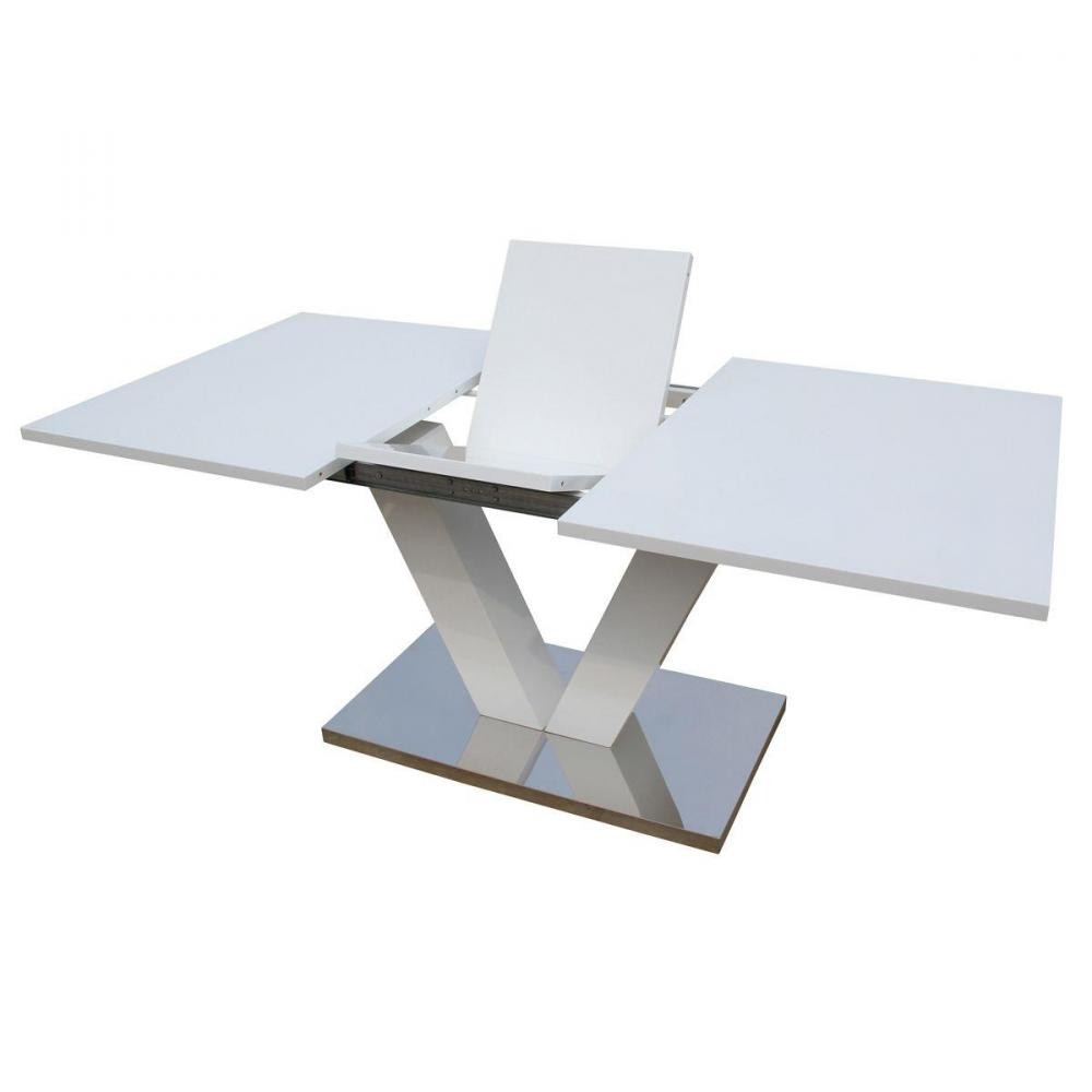 table repas extensible lora - dimensions : 140/180 x 90 x 75 cm - blanc laqué (GiFi-HAB-70058)