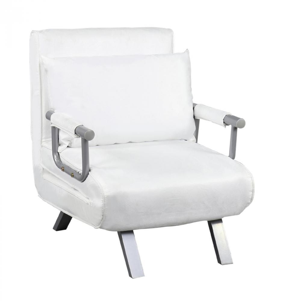 fauteuil chauffeuse canapé-lit convertible 1 place déhoussable grand confort coussin pieds accoudoirs métal suède (GiFi-AOS-833-487)