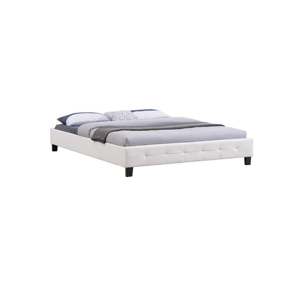 lit double futon gomera 160 x 200 cm avec sommier revêtement synthétique blanc (GiFi-MOB-51377)