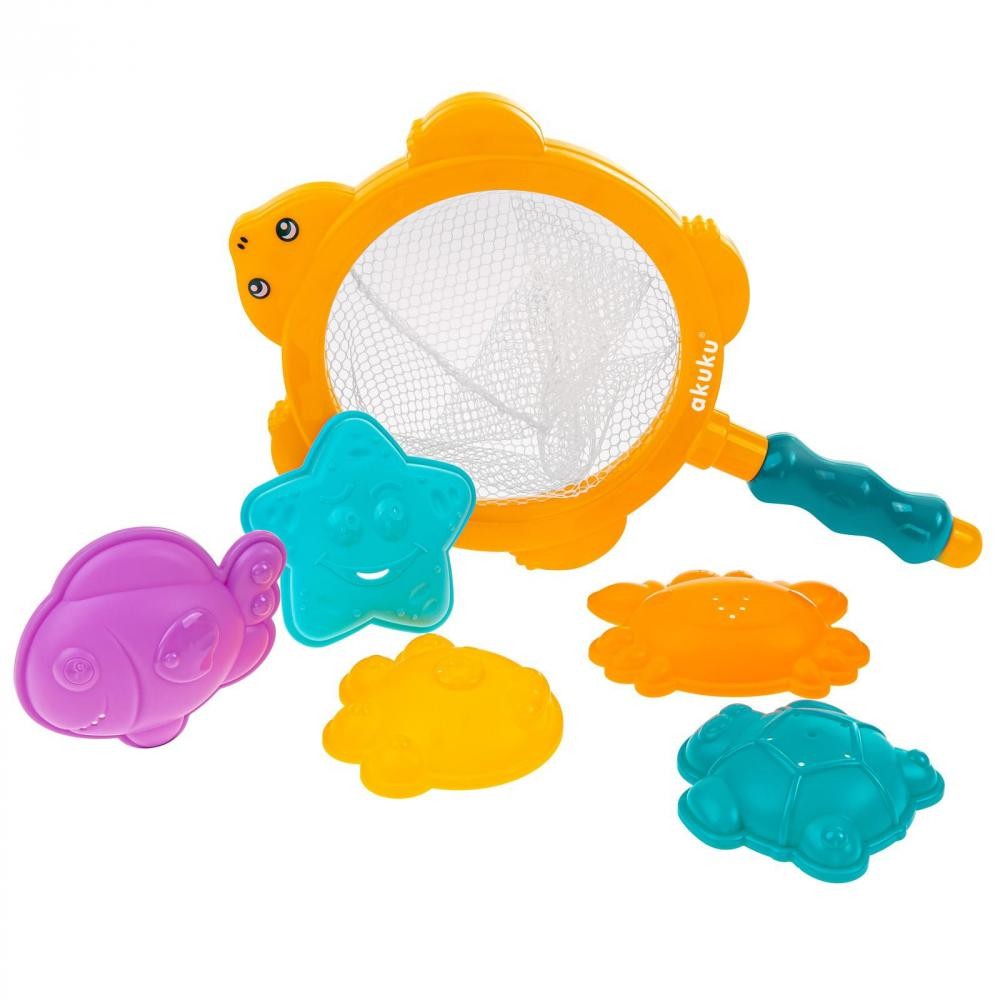 didou jouet de bain bébé épuisette filet de pêche 5 jeux animaux colorés (GiFi-MON-738)