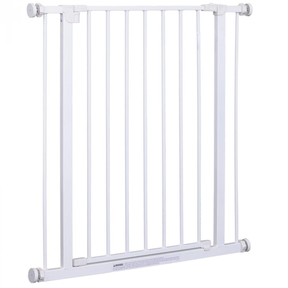 barrière de sécurité longueur réglable dim. 72-82l x 76h cm sans perçage métal plastique blanc (GiFi-AOS-D06-059)
