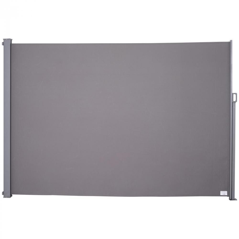 store latéral brise-vue paravent rétractable dim. 3l x 1,60h m alu. polyester anti-uv haute densité 280 g/m² gris (GiFi-AOS-840-210)
