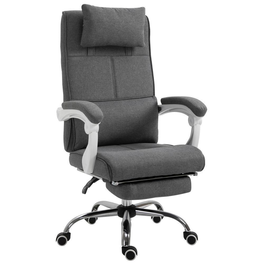 fauteuil de bureau manager grand confort repose-pied tétière intégrés dossier inclinable lin gris (GiFi-AOS-921-264GY)