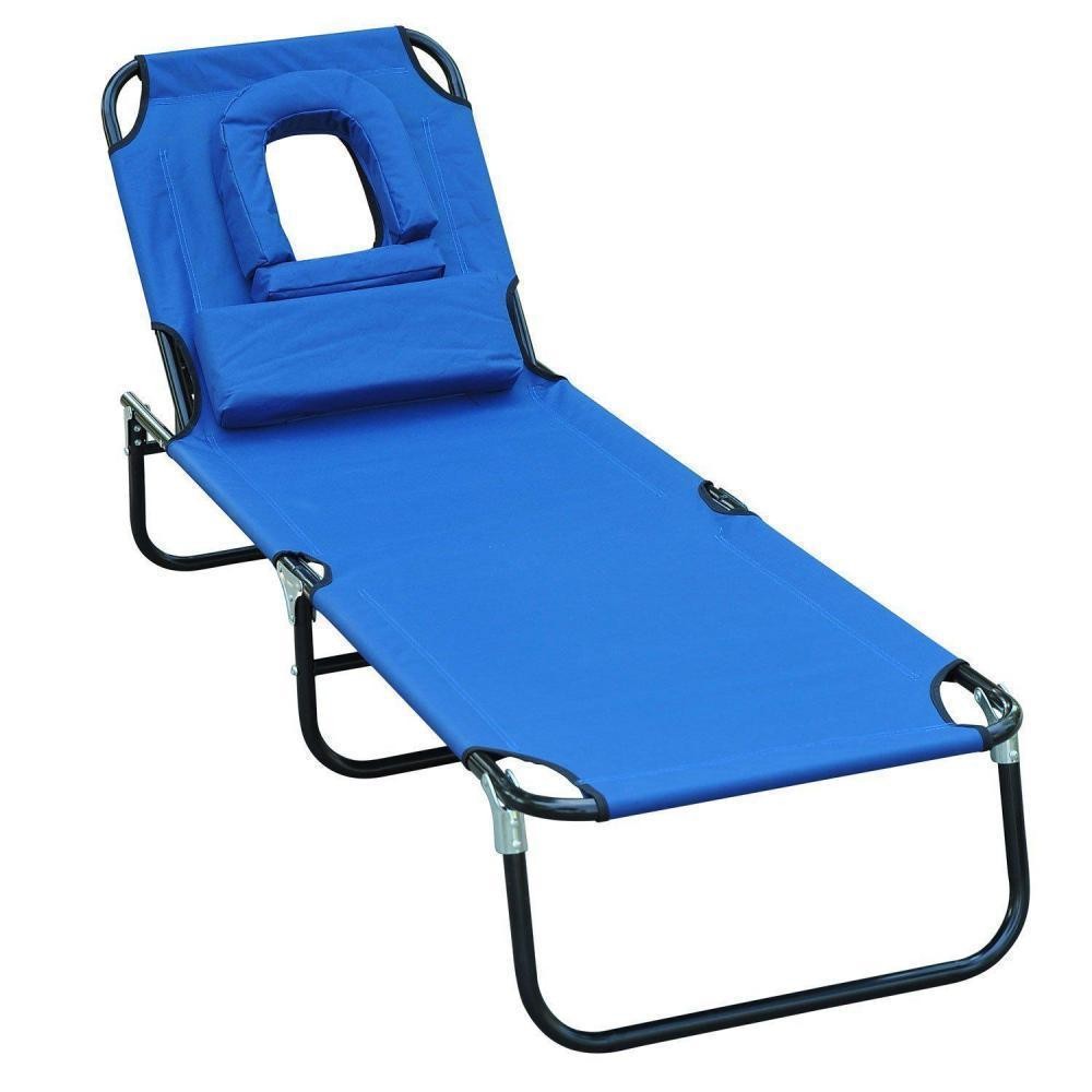 transat de jardin chaise longue pliante bain de soleil pour lecture bleu (GiFi-AOS-01-0340)