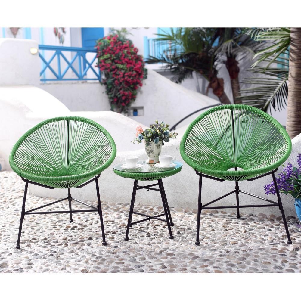 ensemble 2 fauteuils oeuf + table basse vert (GiFi-CON-195076)
