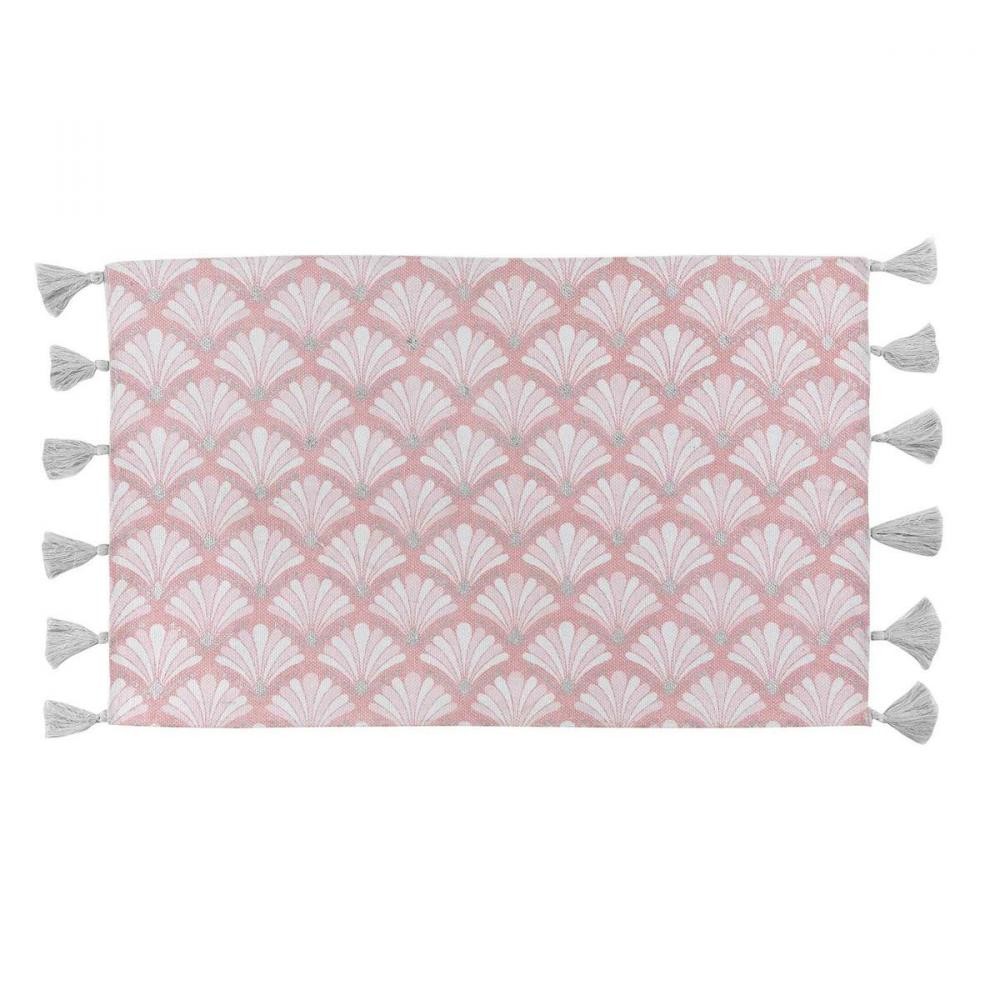 tapis rectangle à pompons 50x80cm argent artchic rose (GiFi-IDH-6TAPISARTCROS741087X)