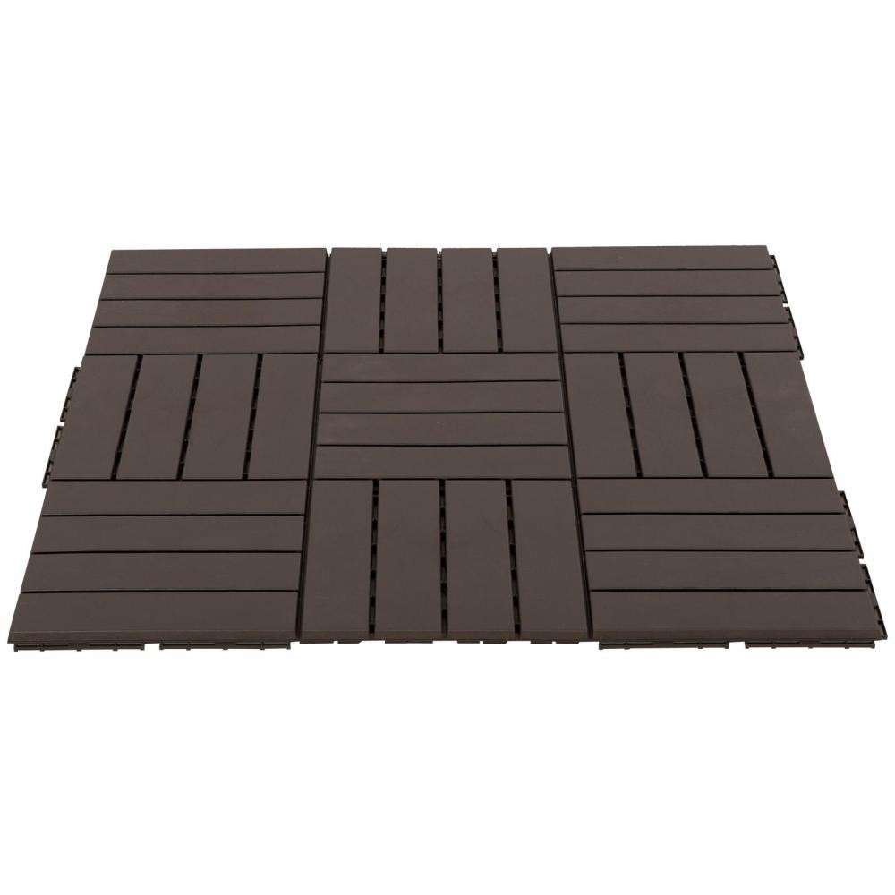 caillebotis - dalles terrasse - lot de  9 - emboîtables, installation très simple - petits carreaux composite plastique imitation bois chocolat (GiFi-AOS-844-278BN)